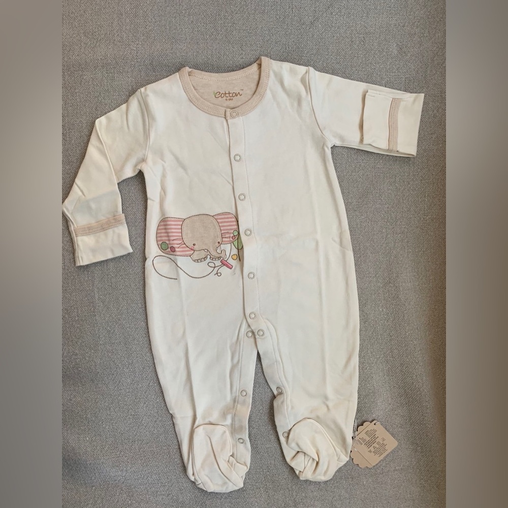 Eotton Certified Organic Cotton Beige Baby Romper